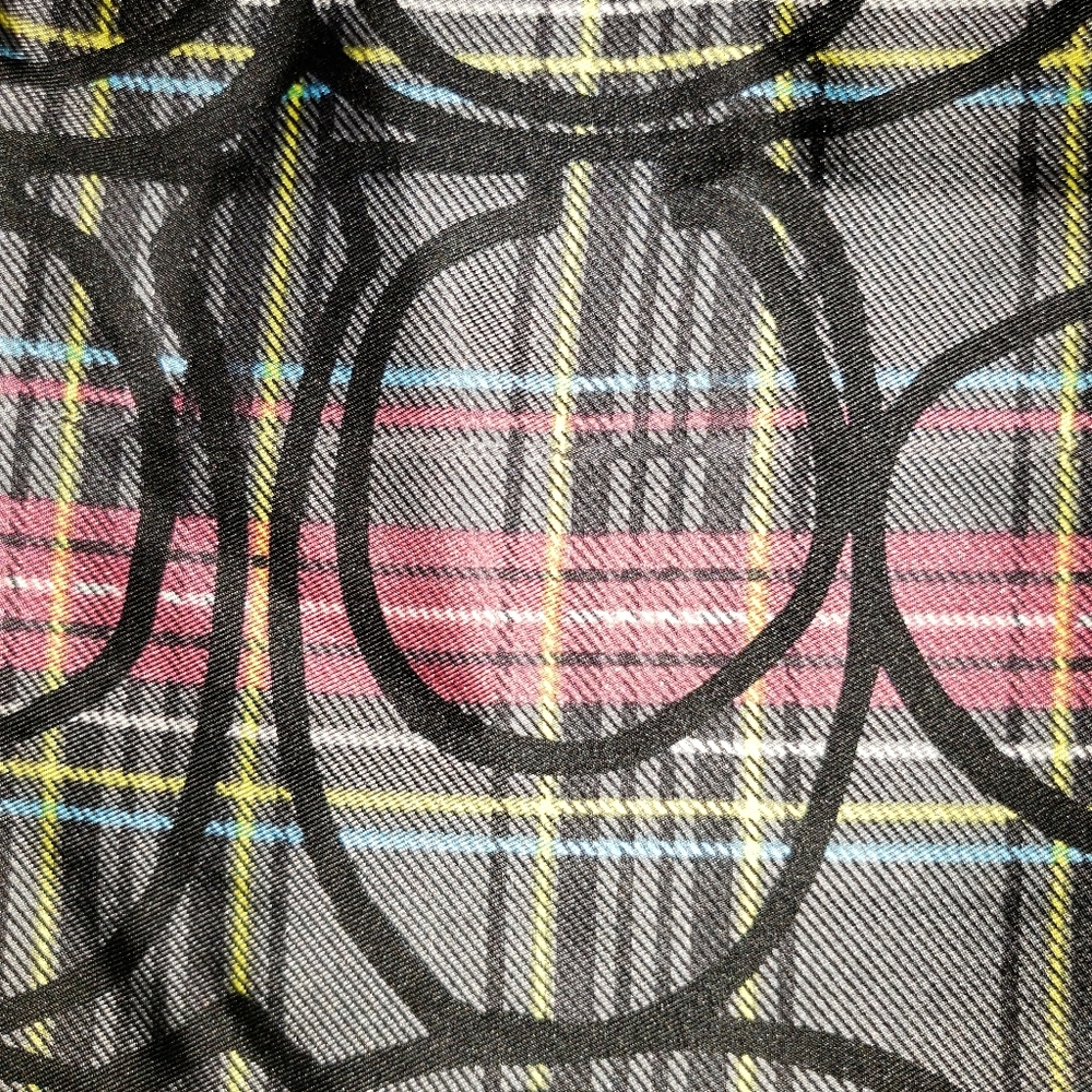 New Coach Silk Tartan Scarf Wrap 21 X 21 - Picture 5 of 5